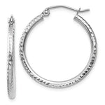 Load image into Gallery viewer, 14k White Gold Diamond Cut Round Hoop Earrings 24mm x 2mm
