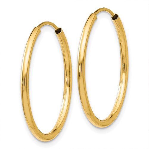 14k yellow gold classic endless round hoop earrings 20mm x 1.5mm
