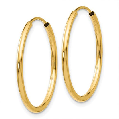 14k yellow gold classic endless round hoop earrings 20mm x 1.5mm