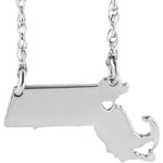 Afbeelding in Gallery-weergave laden, 14k Gold 10k Gold Silver Massachusetts State Map Necklace Heart Personalized City
