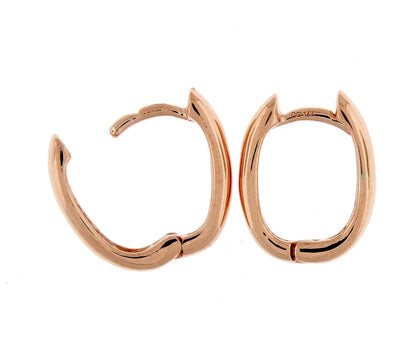 14k rose gold classic huggie hinged hoop earrings 13mm x 10mm x 3mm