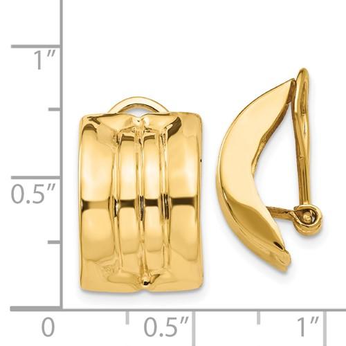 14K Yellow Gold Non Pierced Clip On J Hoop Earrings