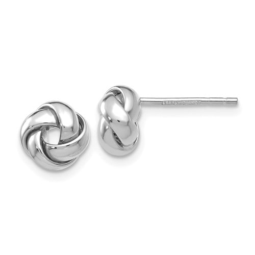 14k white gold 7mm classic love knot post earrings