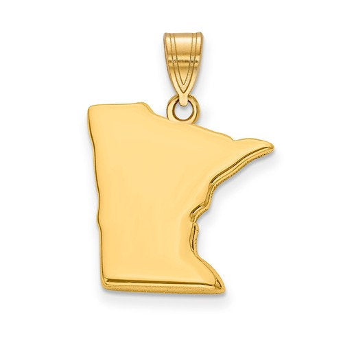 14K Gold or Sterling Silver Minnesota MN State Map Pendant Charm Personalized Monogram