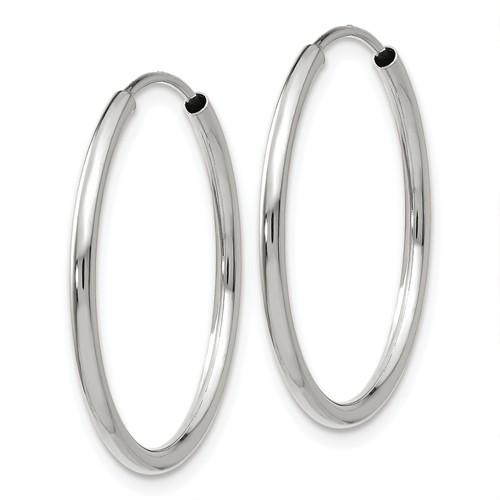 14k White Gold Classic Endless Round Hoop Earrings 21mm x 1.5mm