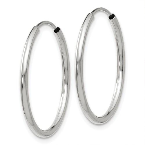 14k white gold classic endless round hoop earrings 21mm x 1.5mm