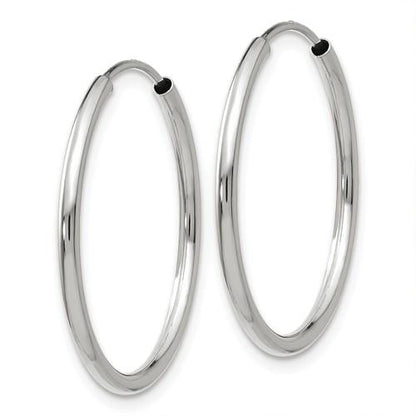 14k white gold classic endless round hoop earrings 21mm x 1.5mm