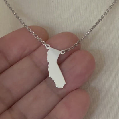 14K Gold or Sterling Silver California CA State Necklace Personalized Monogram