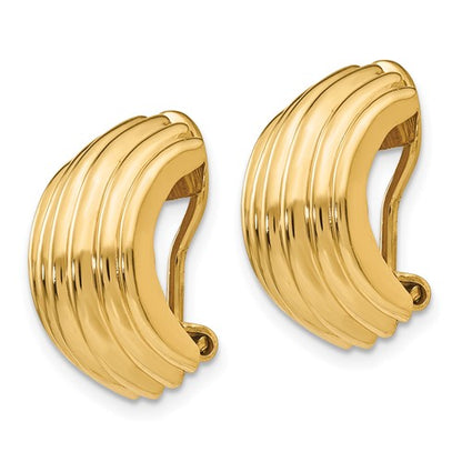 14k yellow gold non pierced fancy clip on huggie j hoop earrings