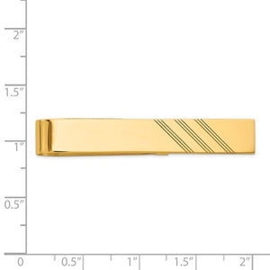 14k Yellow Gold Engravable Tie Bar Clip Personalized Engraved Monogram