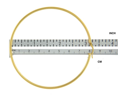 yellow gold plated sterling silver 3.15 inch round hoop earrings 80mm x 2.5mm