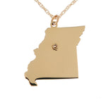 Load image into Gallery viewer, 14k 10k Yellow Rose White Gold Diamond Silver Missouri MO State Map Personalized City Necklace
