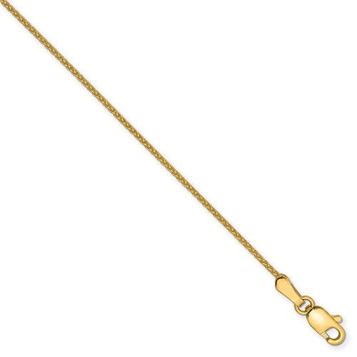 14k yellow gold diamond cut 1mm spiga wheat bracelet anklet choker necklace pendant chain