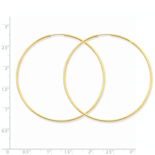 14k yellow gold extra large endless round hoop earrings 52mm x 1.25mm