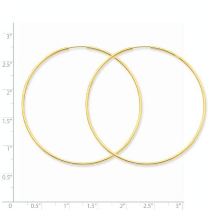 14k yellow gold extra large endless round hoop earrings 52mm x 1.25mm