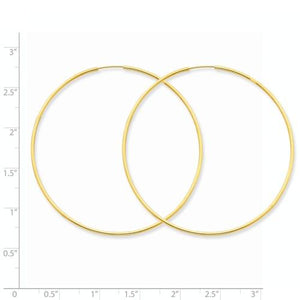 14k Yellow Gold Extra Large Endless Round Hoop Earrings 52mm x 1.25mm