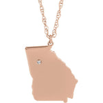 Ladda upp bild till gallerivisning, 14k 10k Yellow Rose White Gold Diamond Silver Georgia GA State Map Personalized City Necklace
