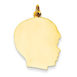 Load image into Gallery viewer, 14k Yellow Gold 20mm Boy Head Facing Right Disc Pendant Charm Engraved Personalized
