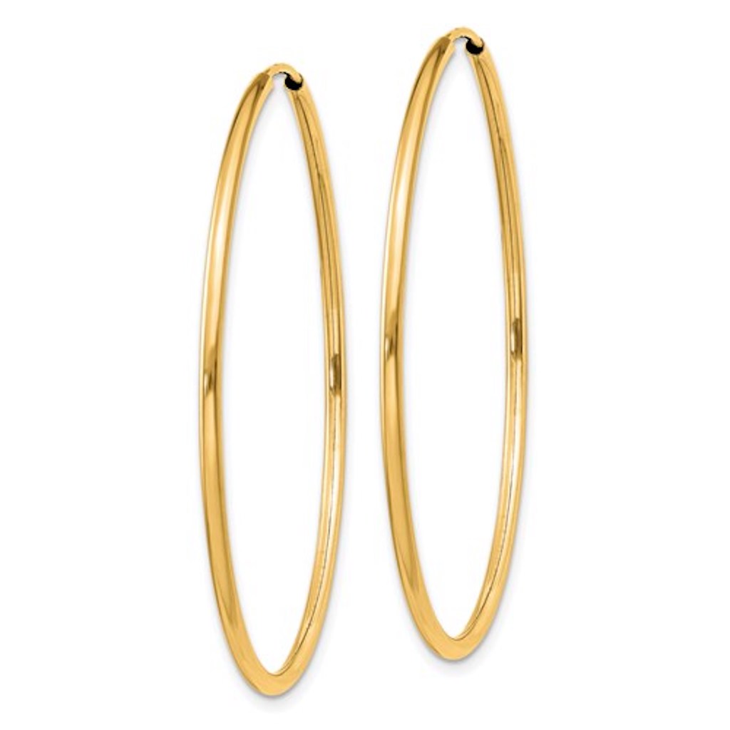 14k yellow gold large endless round hoop earrings 40mm x 1.5mm