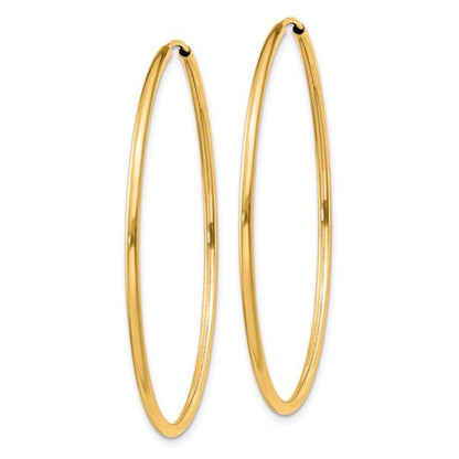 14k yellow gold large endless round hoop earrings 40mm x 1.5mm