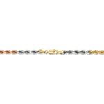 Load image into Gallery viewer, 14K Yellow White Rose Gold Tri Color 4mm Diamond Cut Rope Bracelet Anklet Choker Necklace Chain
