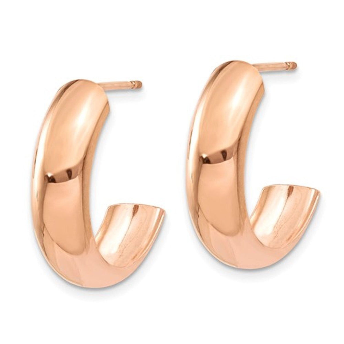 14k rose gold j hoop earrings post push back