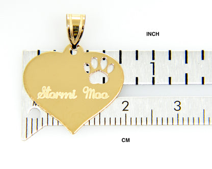 14k 10k yellow rose white gold or sterling silver paw print cut out personalized pendant charm
