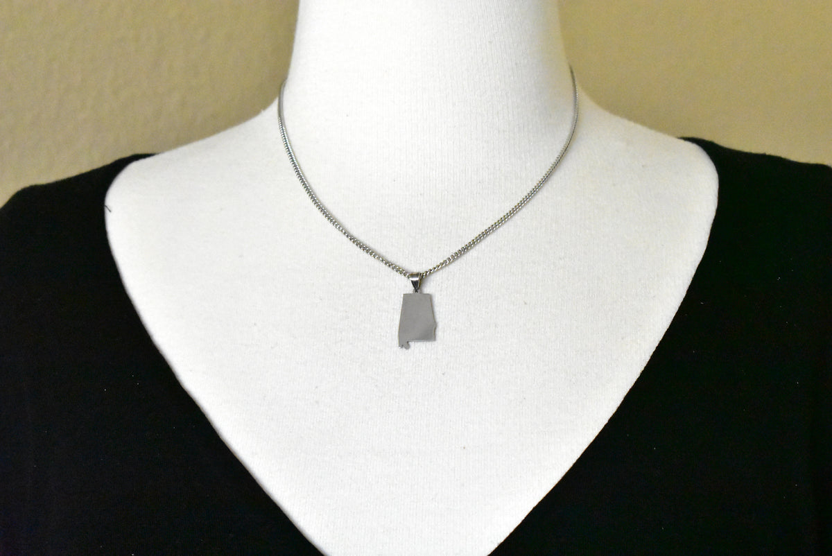 14k gold or sterling silver alabama  al state pendant charm personalized monogram