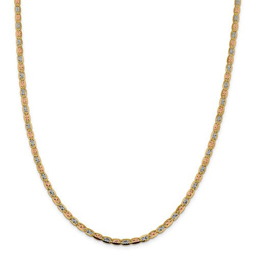 14k yellow white rose gold tri color 3.8mm pav√© valentino bracelet anklet choker necklace chain