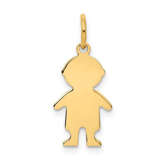 14k yellow gold boy flat disc pendant charm engraved personalized name initials date