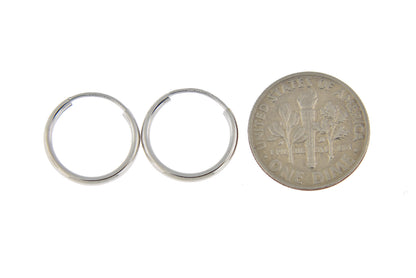 14k white gold small classic endless round hoop earrings 13mm x 1.5mm