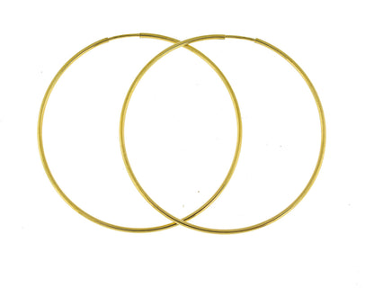 14k yellow gold extra large endless round hoop earrings 45mm x 1.25mm