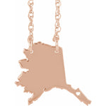 Load image into Gallery viewer, 14k Gold 10k Gold Silver Alaska State Map Necklace Heart Personalized City
