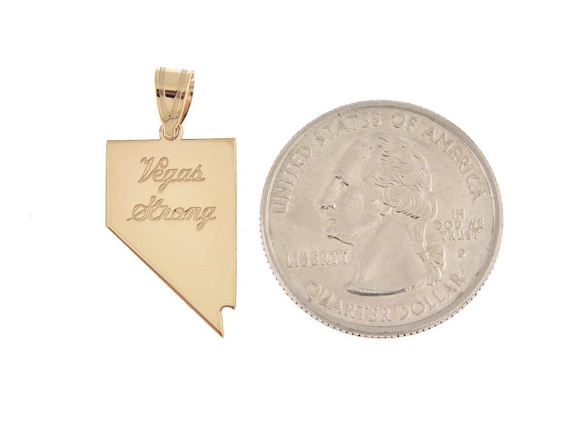 14k gold or sterling silver nevada nv state map pendant charm personalized monogram