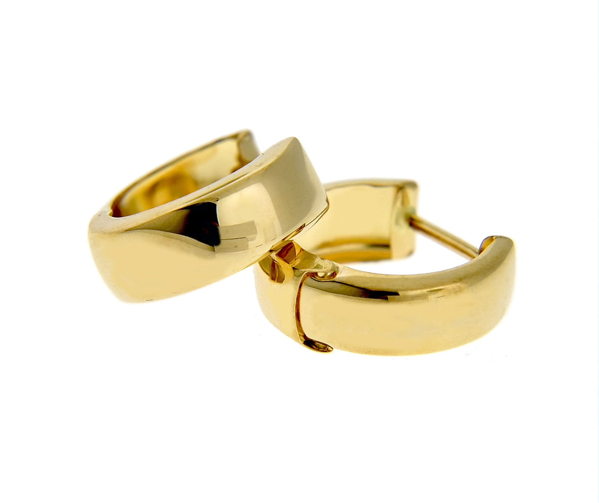 14k yellow gold classic huggie hinged hoop earrings 12mm x 12mm x 5mm