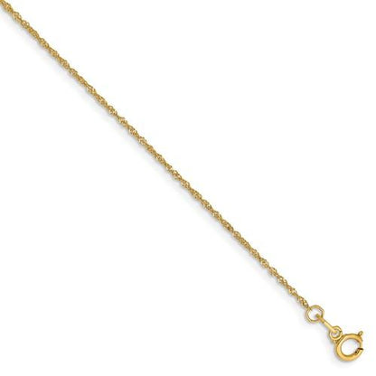 14k yellow gold 1mm singapore twisted bracelet anklet necklace choker pendant chain