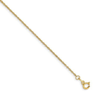 14k Yellow Gold 1mm Singapore Twisted Bracelet Anklet Necklace Choker Pendant Chain