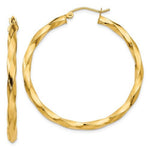 Afbeelding in Gallery-weergave laden, 14K Yellow Gold Twisted Modern Classic Round Hoop Earrings 40mm x 3mm
