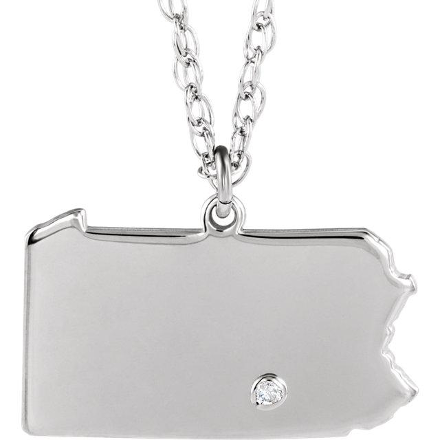 14k 10k yellow rose white gold diamond silver pennsylvania pa state map personalized city necklace