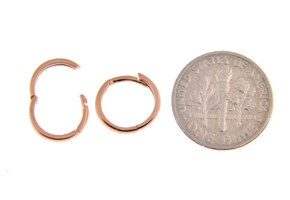 14k rose gold classic huggie hinged hoop earrings 11mm x 2mm