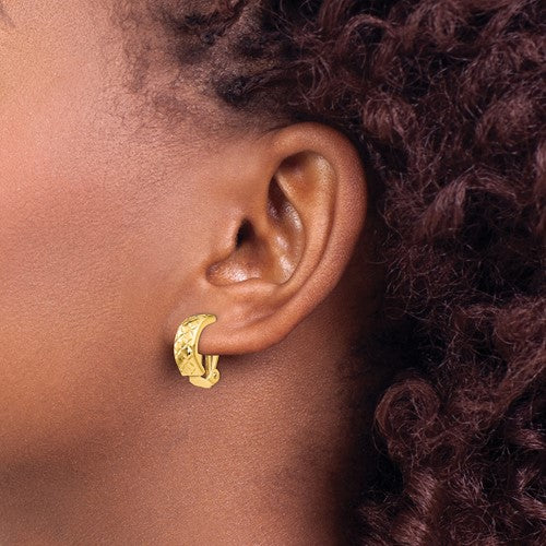 14k yellow gold non pierced clip on j hoop earrings
