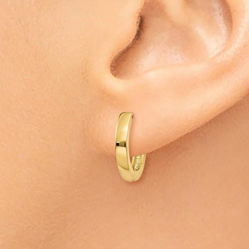 14k Yellow Gold Classic Huggie Hinged Hoop Earrings 13mm x 13mm x 2mm