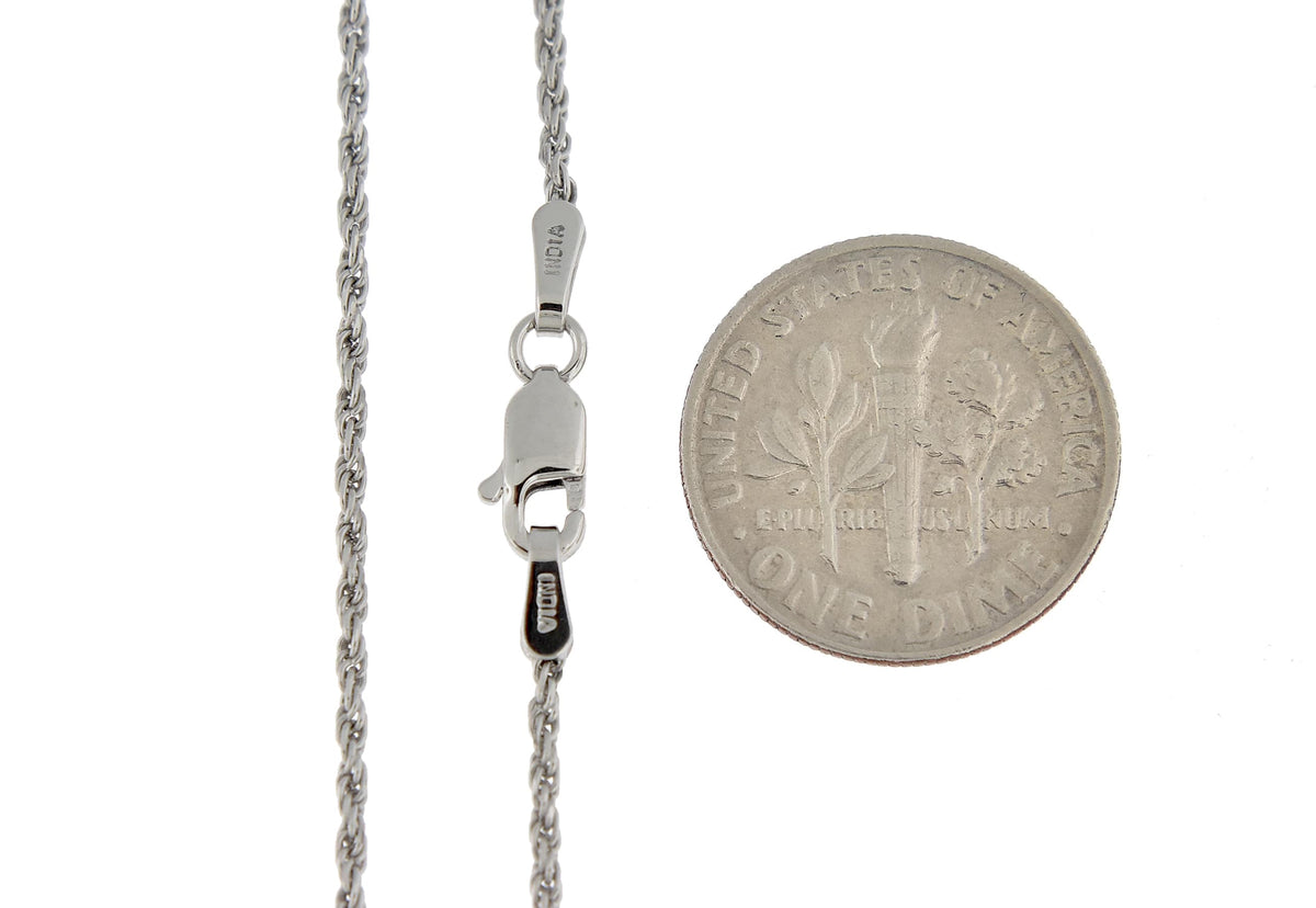 10k white gold 1.50mm diamond cut rope bracelet anklet choker necklace pendant chain