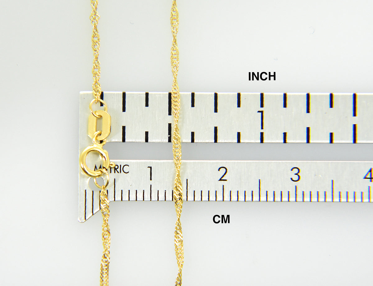 10k yellow gold 1.10mm singapore twisted bracelet anklet choker pendant necklace chain