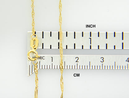 10k yellow gold 1.10mm singapore twisted bracelet anklet choker pendant necklace chain
