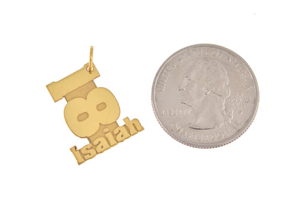 14k 10k yellow white gold sterling silver stacked number name pendant charm custom made personalized