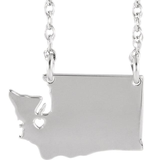14k gold 10k gold silver washington wa state map necklace heart personalized city