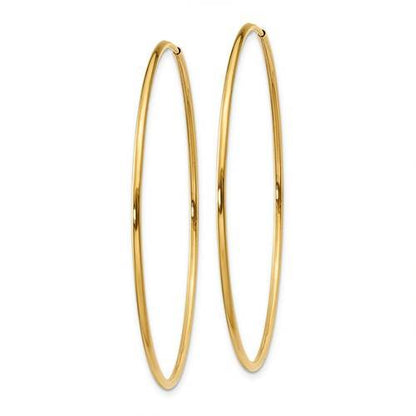 14k yellow gold extra large endless round hoop earrings 45mm x 1.25mm