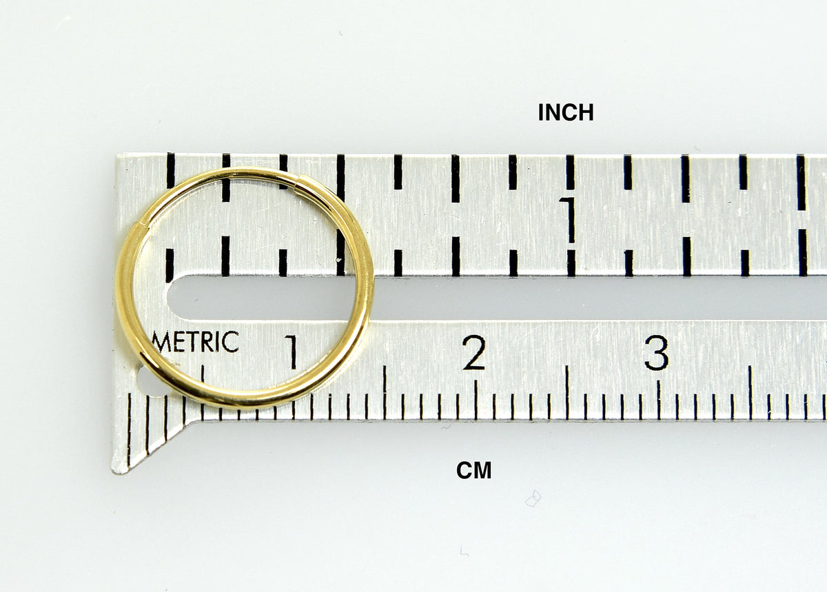 14k yellow gold round endless hoop earrings 12mm x 1.25mm