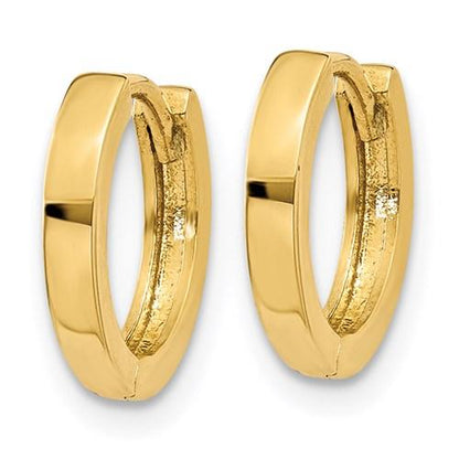 14k yellow gold classic huggie hinged hoop earrings 11mm x 2mm